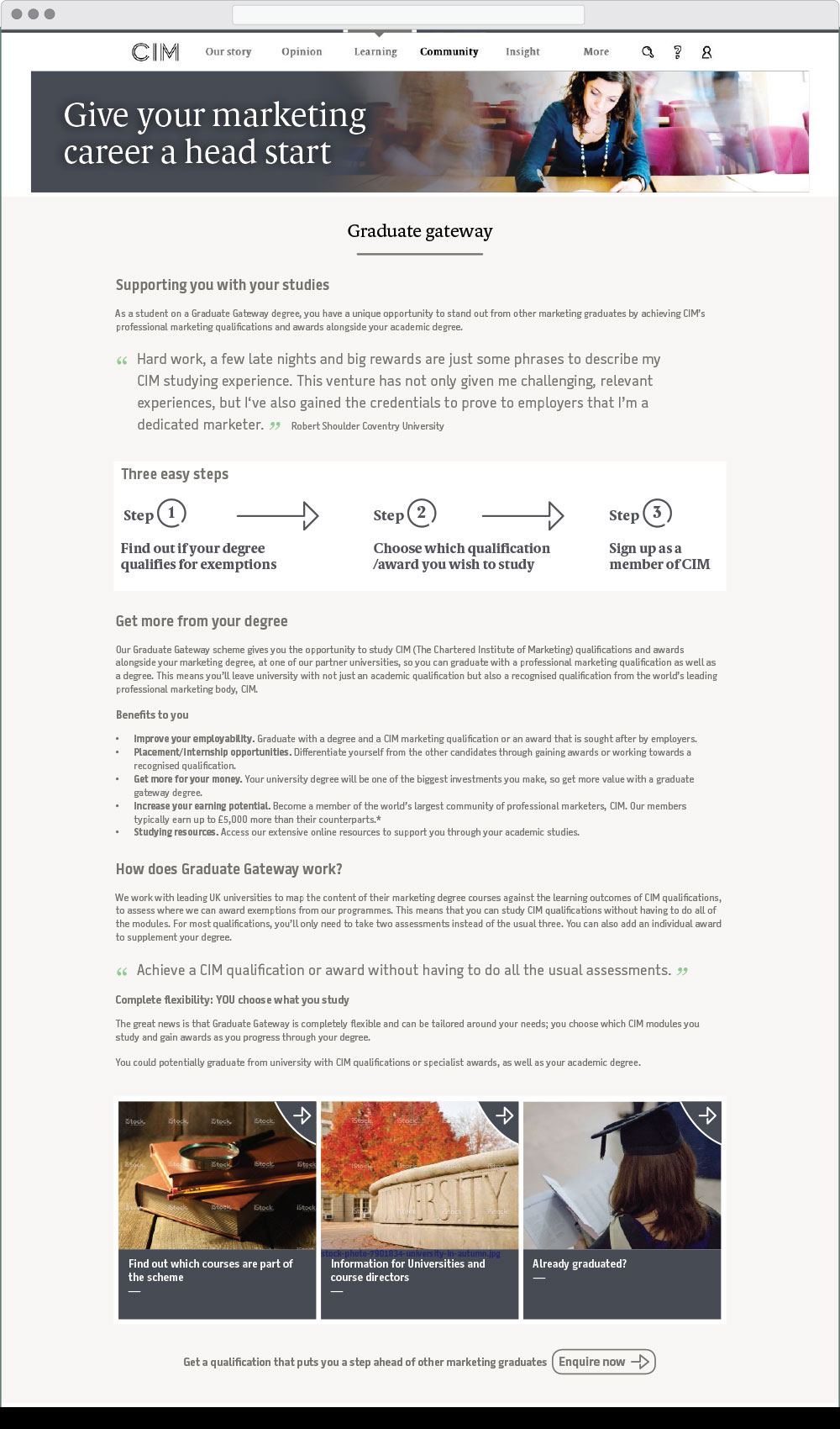 The Chartered Institute of Marketing – website - graduate gateway page