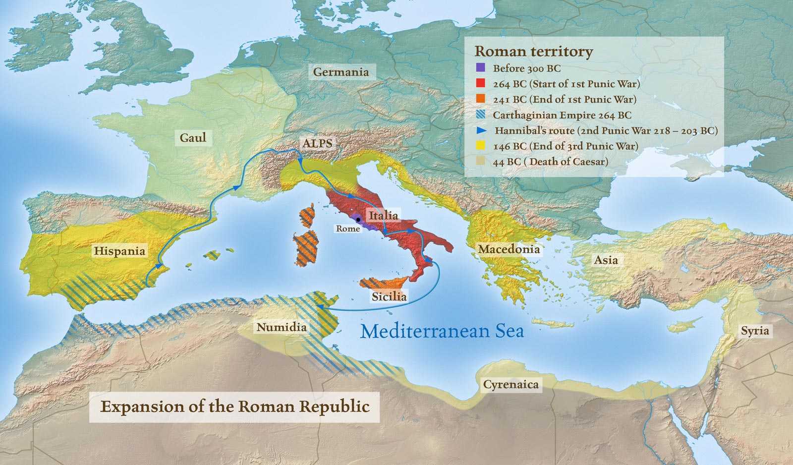 History map - Expansion of the Roman republic