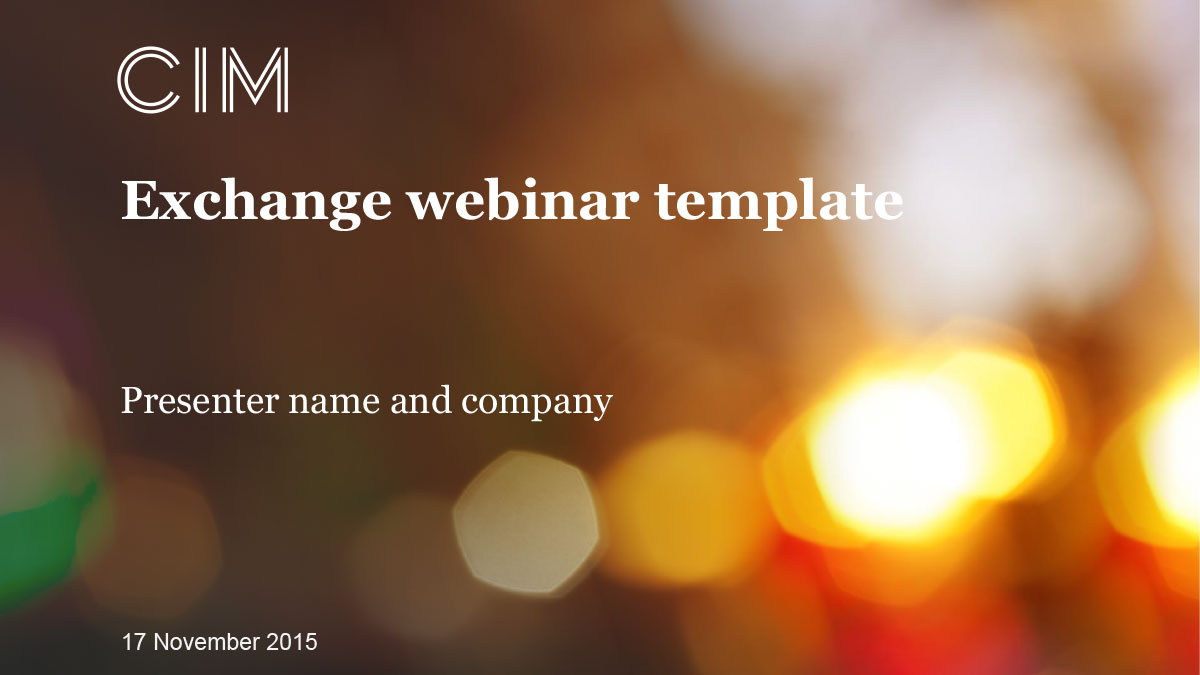 CIM Exchange webinar - title slide