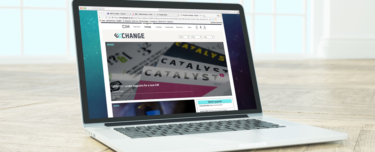 The Chartered Institute of Marketing – Exchange website on MacBook