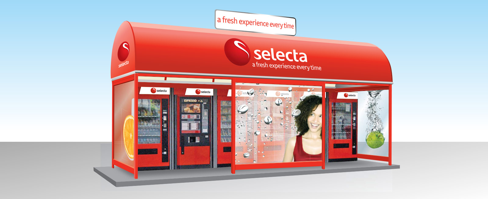 Mock-up visualisation - Selecta bus stop vending machines - Compass Group