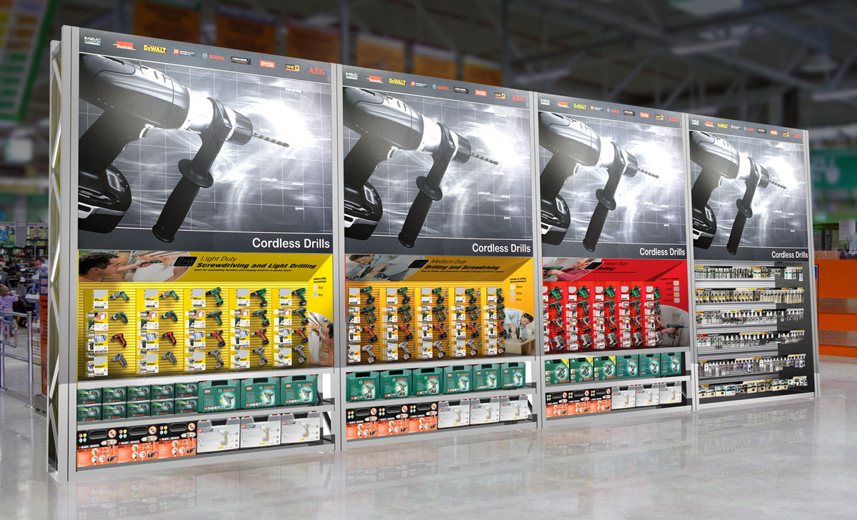 Point of sale display mockup – Bosch powertools