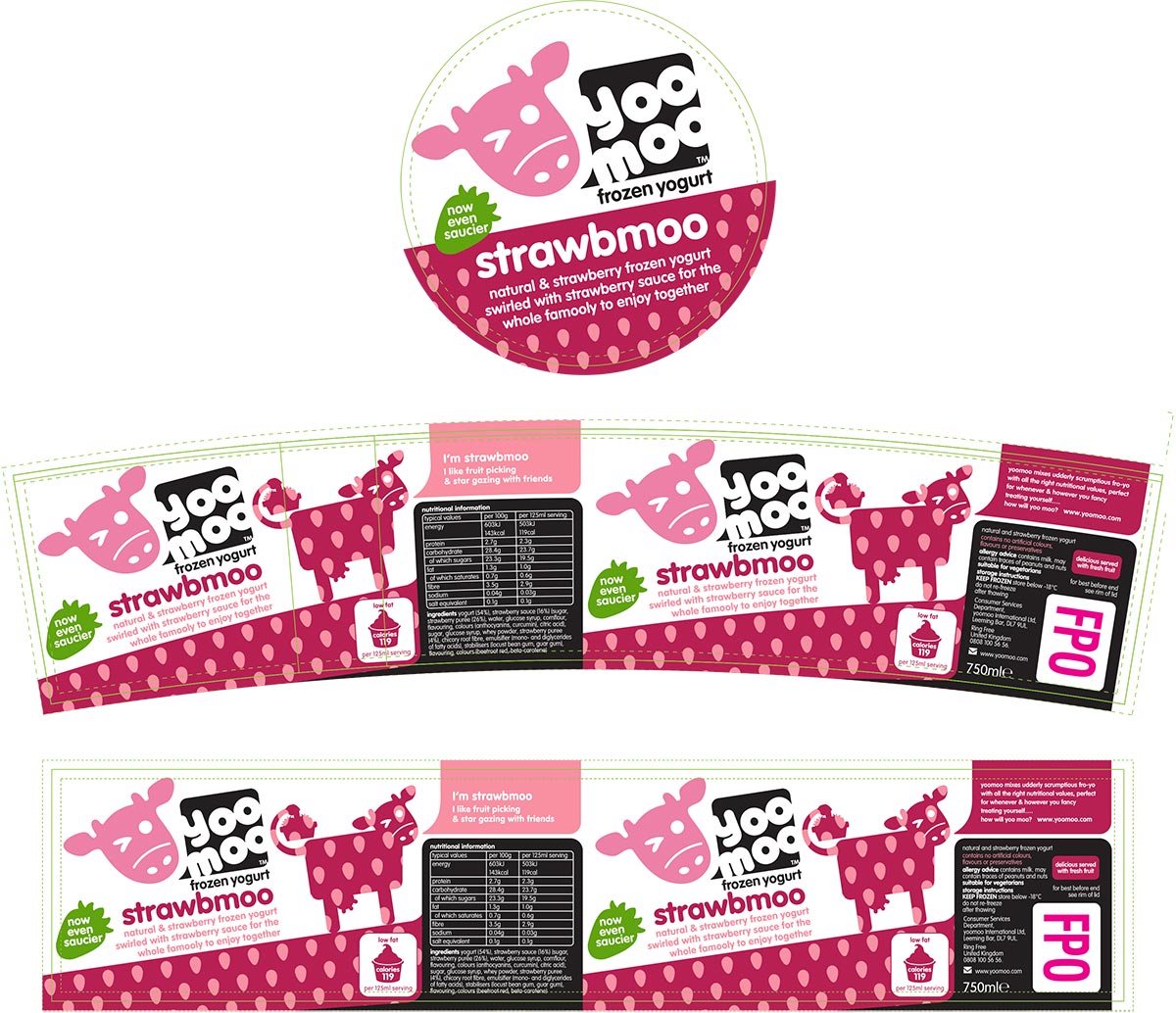 yoomoo flavoured frozen yoghurts packaging artwork