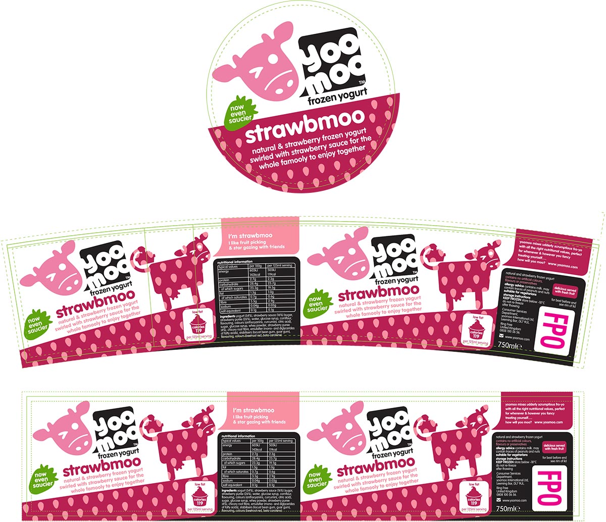 yoomoo flavoured frozen yoghurts packaging artwork