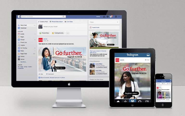 ACCA Global social media campaign on screens